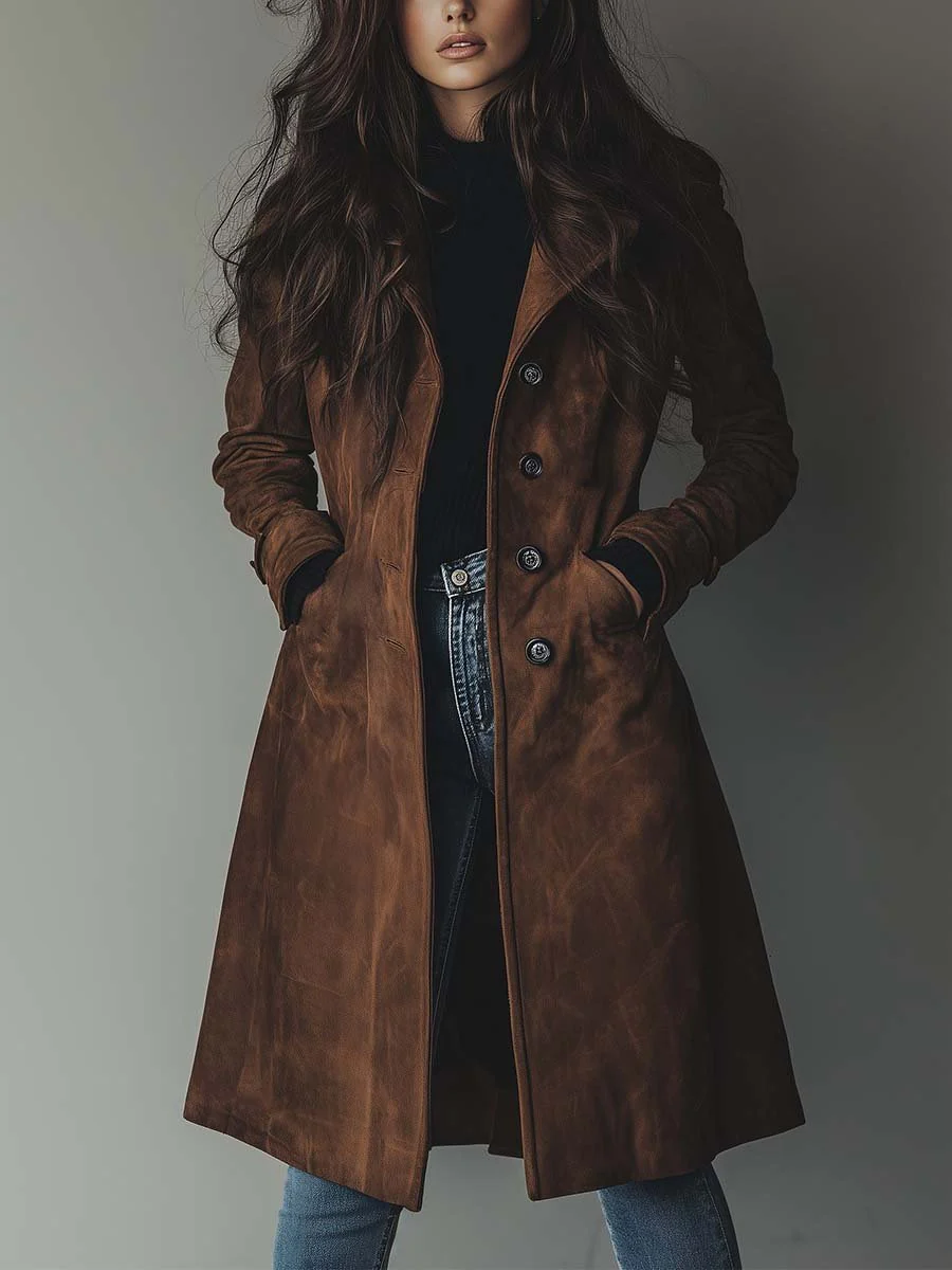 Avery | Vintage Suede Trench Coat