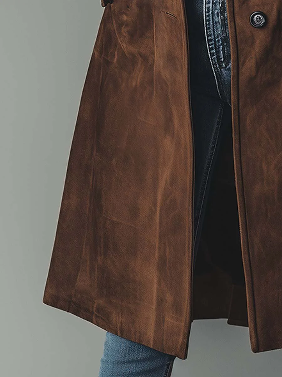 Avery | Vintage Suede Trench Coat
