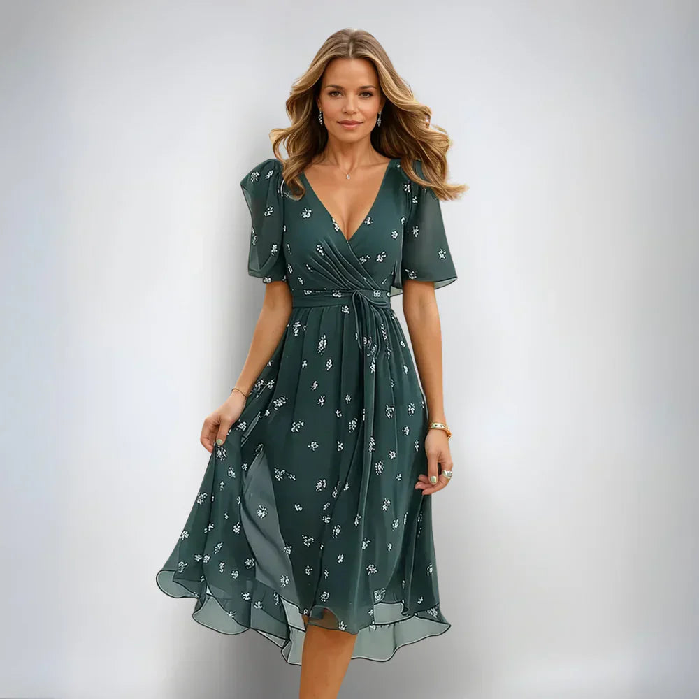 Lailani | V-neck dress in flowing fabric for Women