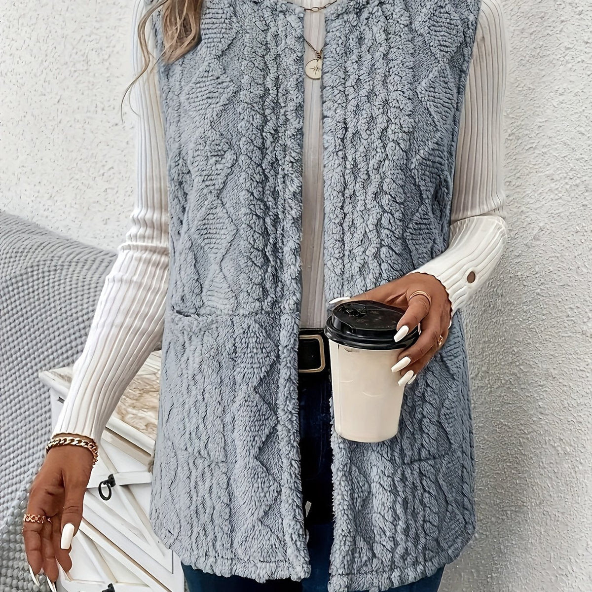 Maya | Women's Textured Longline Sleeveless Vest