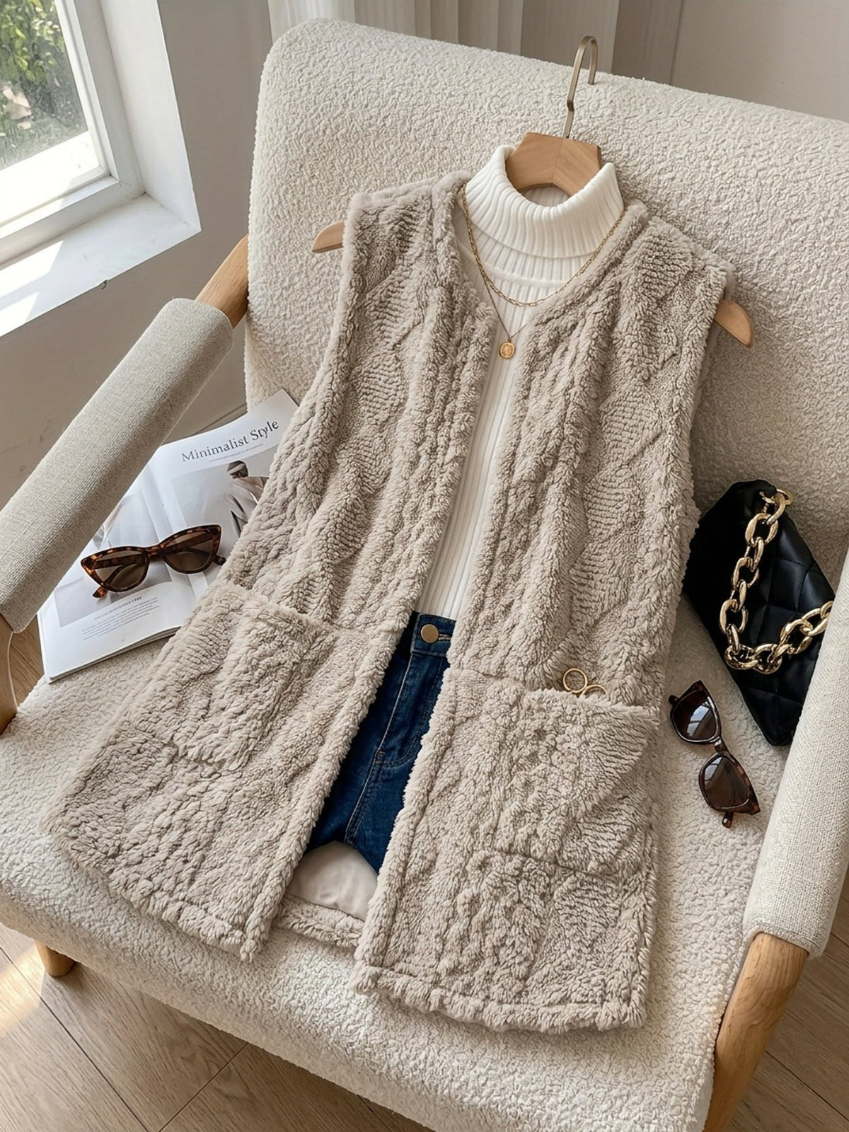 Maya | Women's Textured Longline Sleeveless Vest