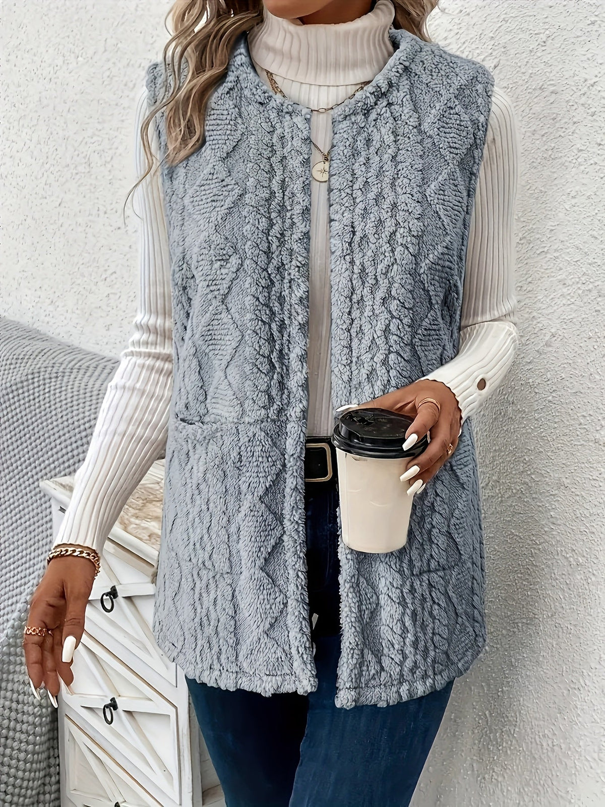 Maya | Women's Textured Longline Sleeveless Vest