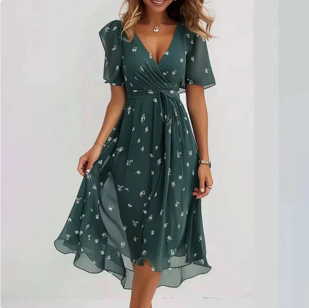 Lailani | V-neck dress in flowing fabric for Women