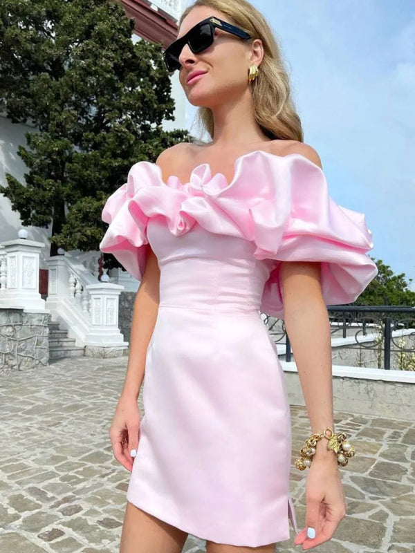 Miley | Off-the-shoulder dress with ruffled neckline for Women
