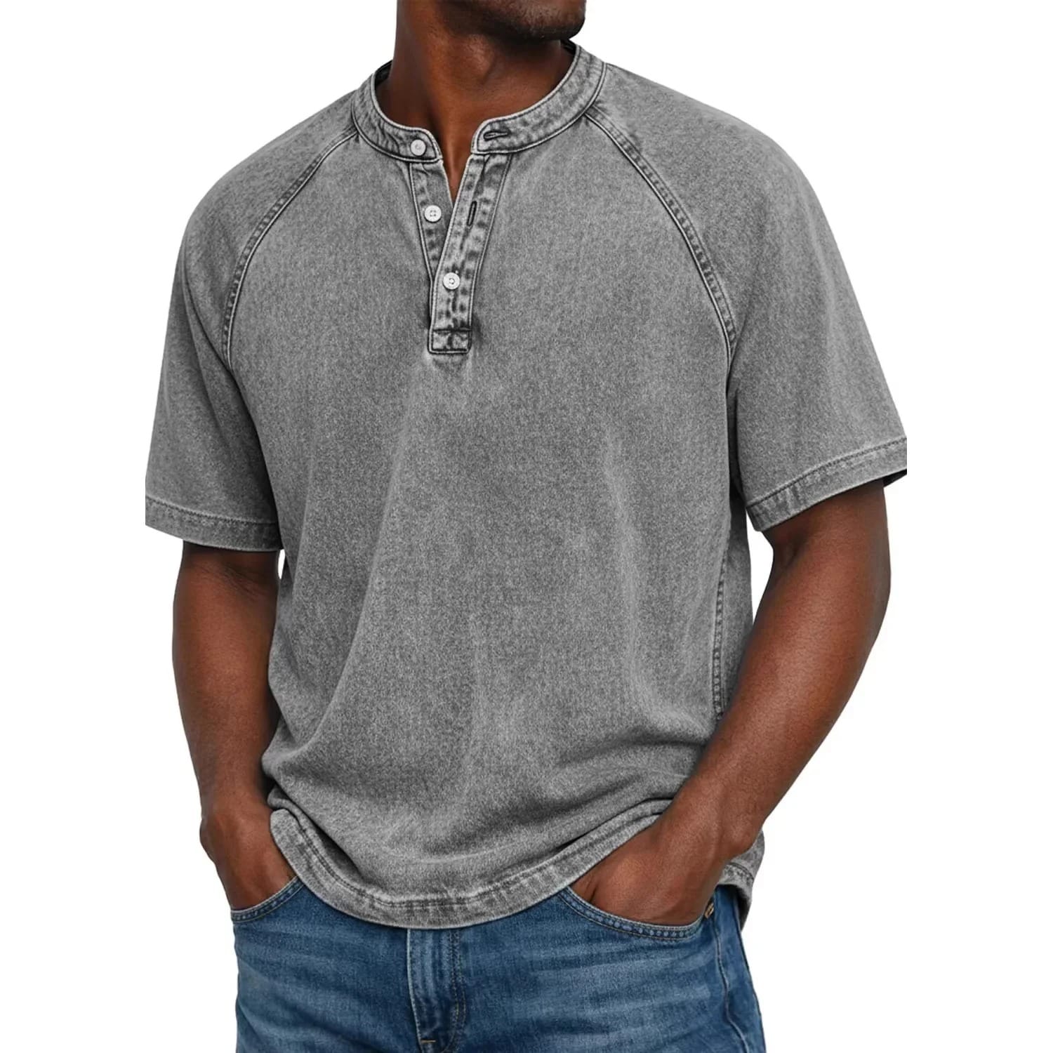 Theo | Vintage Raglan Henley T Shirt