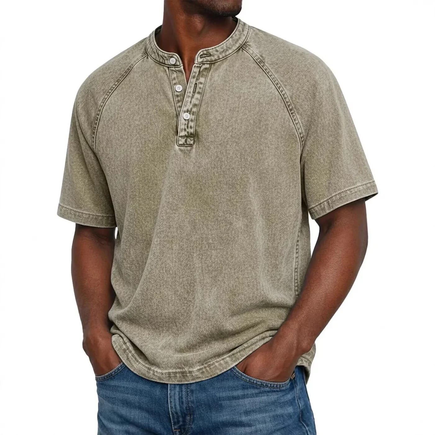 Theo | Vintage Raglan Henley T Shirt